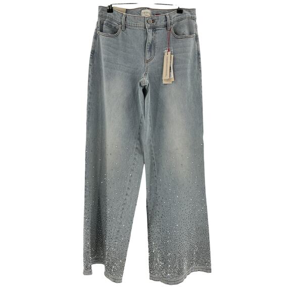 Alice + Olivia Blue Cotton Marcus Amazing Lr Embel Pim Denim Jean Size 28 - Picture 3 of 4
